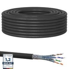 25m Cat7 Erdkabel Verlegekabel Outdoor Lan Kabel Installationskabel Schwarz AWG23/1 CAT 7 S/FTP Ethernet Netzwerk 1000MHz geschirmtes Datenkabel Netzwerkkabel für Außenbereich UV-beständig