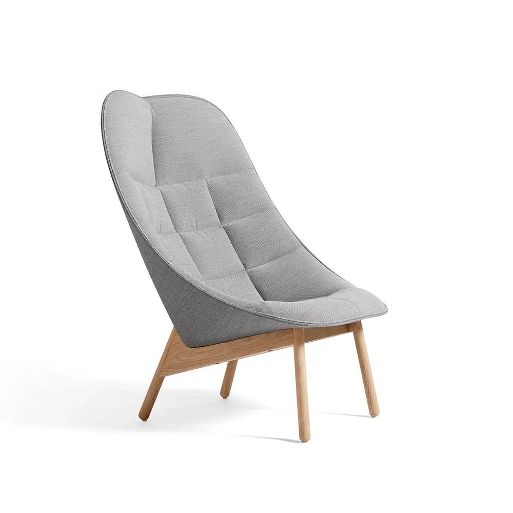 HAY Uchiwa Quilt loungefåtölj Steelcut trio 133 grey-ek-baksida remix 143