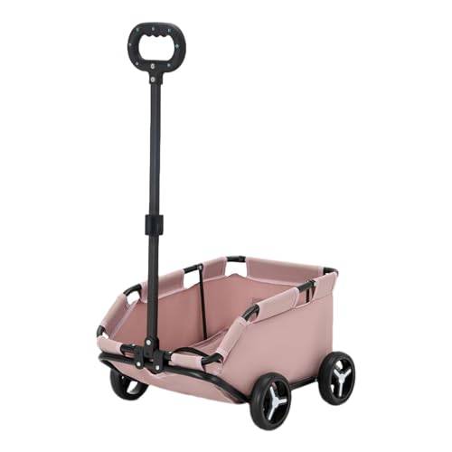 Vriusi Pet Carriage Dog Stroller, Liten Pet Dog Pram, Lightweight Pet Stroller, Folding Strollers With Storage Basket LightPink/Grå/Svart Lämplig för Hundar och Katter Traveling