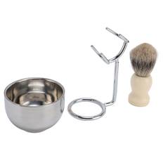 Shaving Brush Set Stainless Steel Stand Soft Hair Shaving Brush Bowl Stand Set for Men