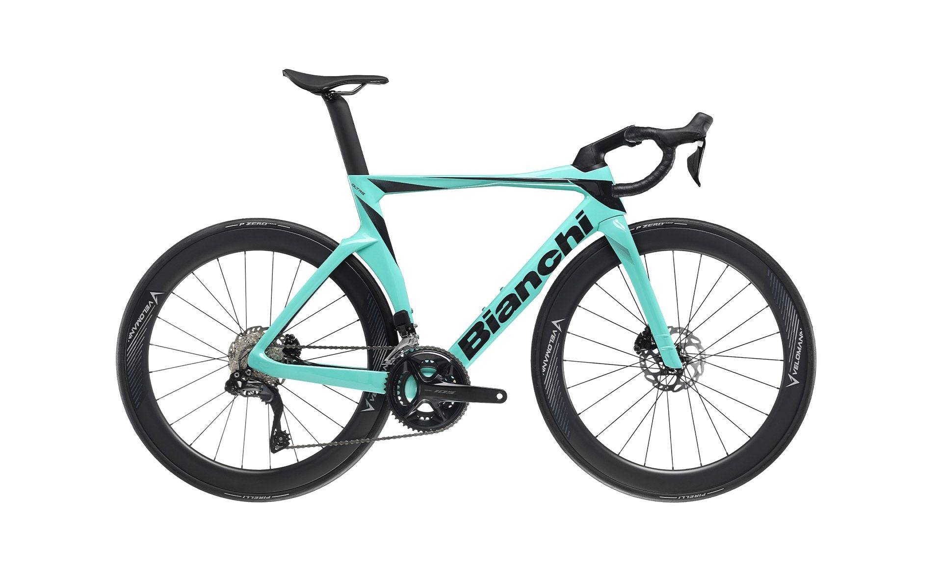 Bianchi Oltre COMP 2024 - Shimano 105 Di2 2x12sp - Velomann Carbon V50R - 179 / 53 / xd - celeste / nero (53)