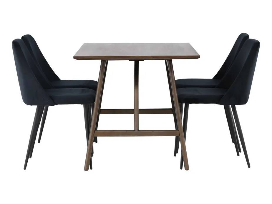 Venture Design Kaseindon & Night matgrupp Svart/mörkbrun 4 stolar & bord 120 x 80 cm