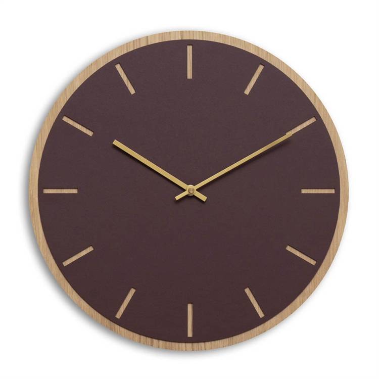 Hemverk Väggklocka Burgund Ljus Ek Gold  38 cm