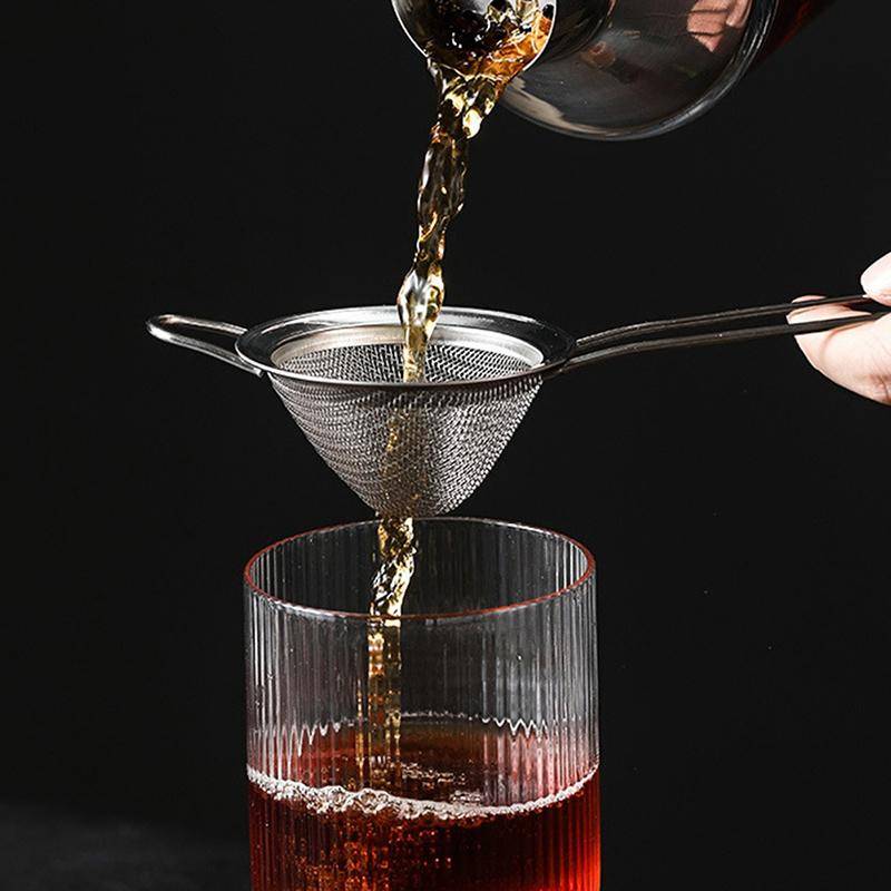 Finmaskig Konisk Sil i Rostfritt Stål Cocktailbar Sil Premium Nät Cocktail Konisk Sil