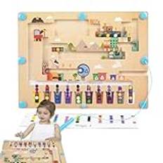 Mbiyhgta Magnetisk labyrint, magnetfärg och räkning labyrint | Wood Puzzle Matching Activity Board,Småbarn räknar sortering förskolningstänkande logikutbildningsleksak för barn