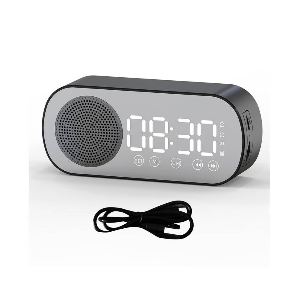 Wireless Speaker Clock Radio Dual Alarm Support TF Card Digital Alarm for Home Office Black