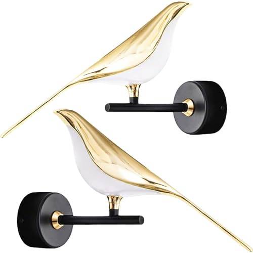 Wall Lamp Bird Wall Light LED Wall Sconce Lighting with Switch Creative Magpie Wall Mount Lights Bedside for Living Room Bedroom Decor (Color : Neutral light, Size : 2 lamps)