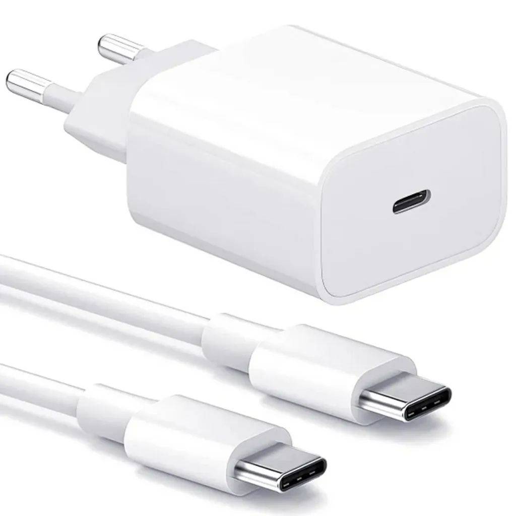 SiGN Snabbladdare till iPhone 15 USB-C 20W + 2m Kabel, 3A, 60W – Vit
