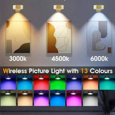 1/3 st trådlös väggdekor i metall med batteridriven LED-lampa, vägglampa, nattlampa, läslampa, magnetisk trådlös vägg-/golvlampa - justerbar färgtempe (1 lampa + 1 fjärrkontroll,3 lampor + 1 fjärrkontroll,Oberoende fjärrkontroll)