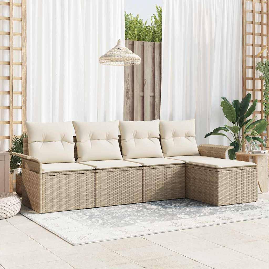 vidaXL Udendørs sofa 5 stk. Beige polyrattan