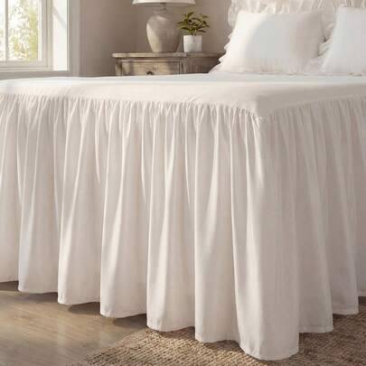 1 st sängkappa, sängkläder, mjukt och andningsbart lakan med volangkant och resårband, bekväm sömn, lätt och elegant, molnliknande mjuk textur, passar - Vitt (Multi-size)
