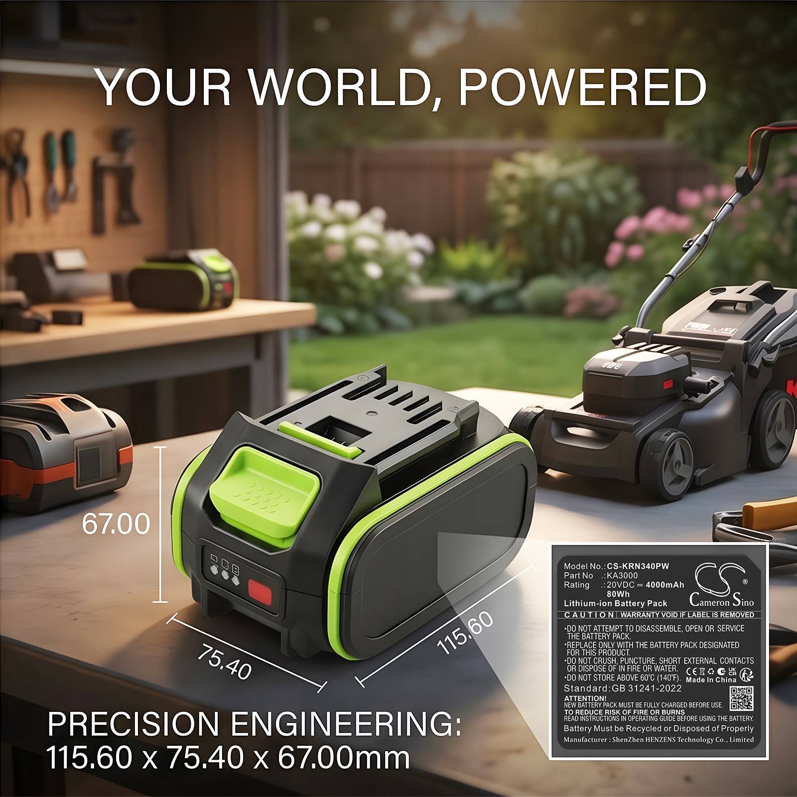 Batteri till Gräsklippare för Kress 40 V 37 cm Cordless Brushless Push Lawn mower m.fl.