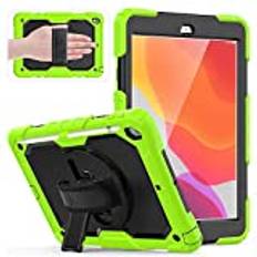 HUEZOE iPad-kompatibel fodral 10,2 Inches Modell 2021/2020/2019, Hela Kroppsskyddskåpa för iPad 9/8/7 Generation, Grön