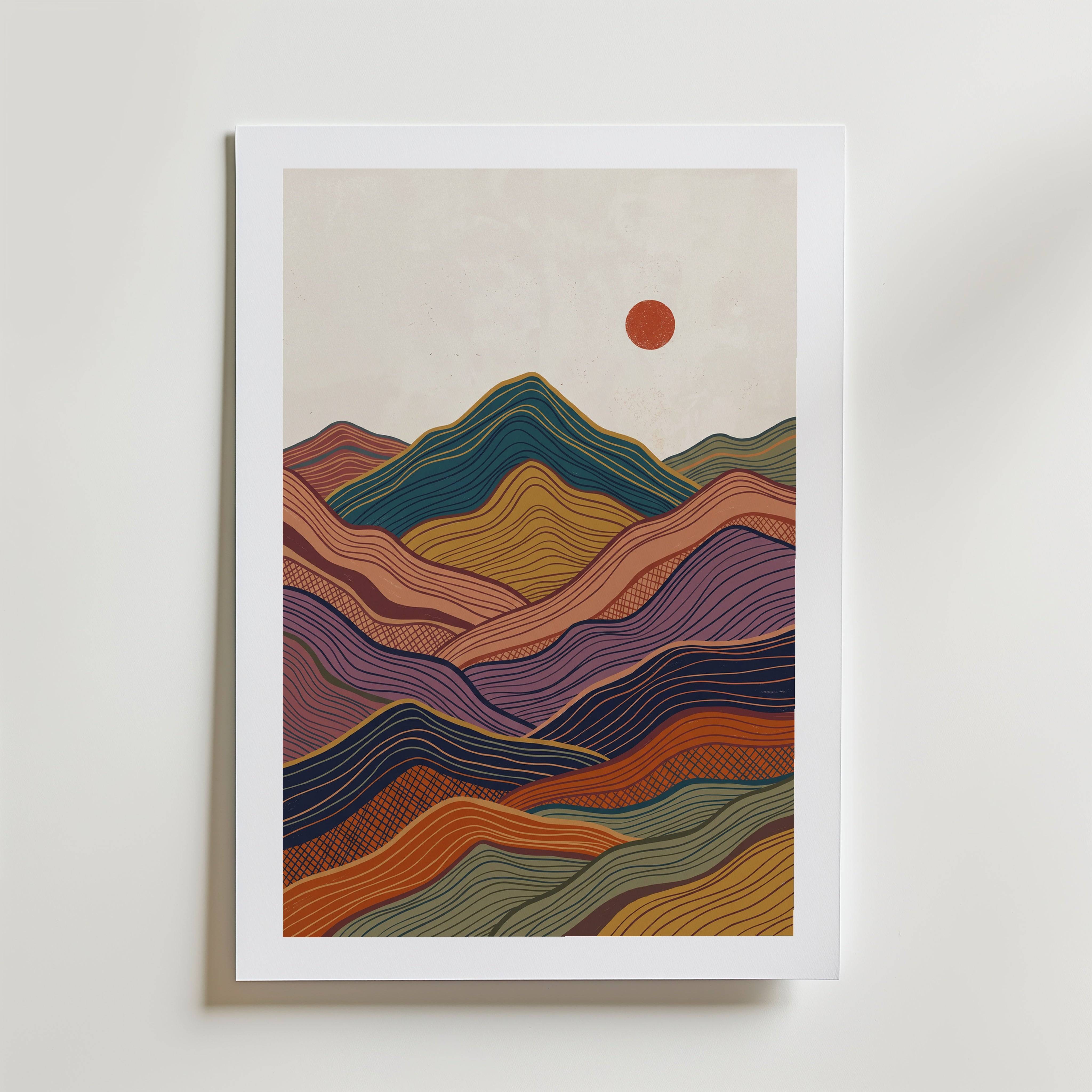 Painted Peaks Poster - Fine Art Poster 21x30 cm Med passepartout