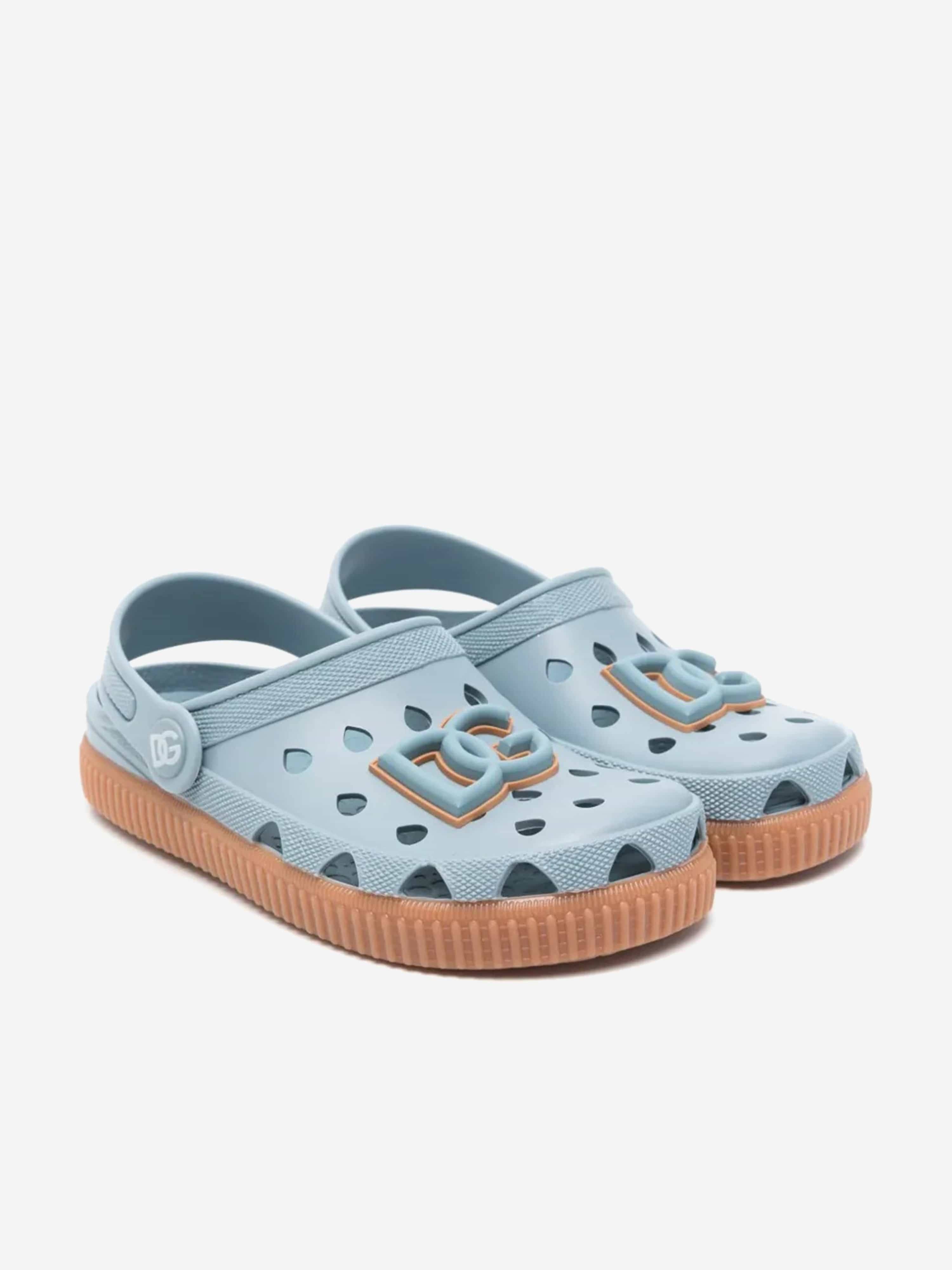 Dolce & Gabbana Boys Logo Clog Sandals in Blue - Blue / EU 34 UK 2 (EU 34 UK 2)