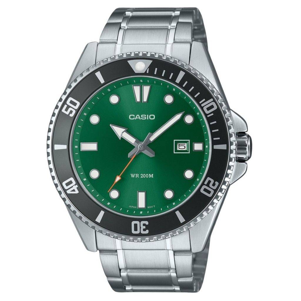 Casio Standard Analog Rostfritt Stål Grön Urtavla Kvarts MDV-107D-3A2V 200M Herrklocka grön