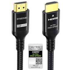 Etseinri 10K 8K HDMI 2.1 Kabel 1,5M, Zertifiziertes 48Gbps Ultra High Speed HDMI® Kabel 4K 240Hz 165Hz 144Hz 120Hz 8K 60Hz 4:4:4 DTS:X eARC HDCP2.3 HDR10+ TV Monitor Projektor Gaming PC PS5 X-box