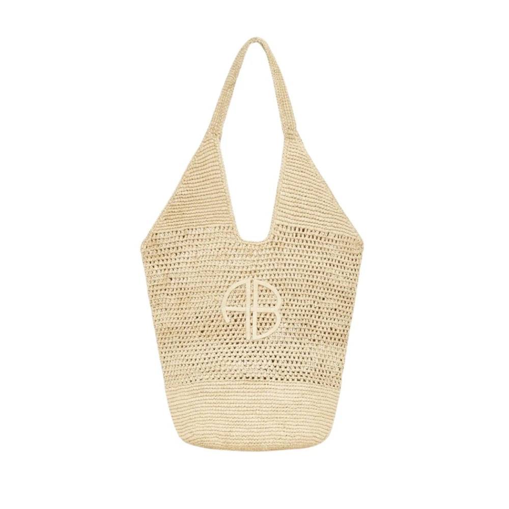 Anine Bing Leah Logo Hobo Raffia - Tasker - Dame - Beige - ONE SIZE - Uld