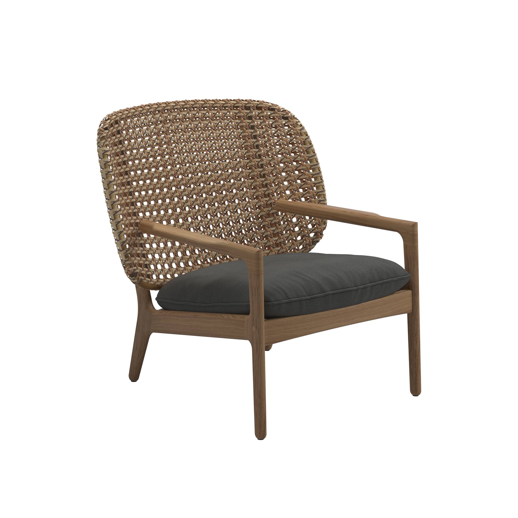Gloster - Kay Low Back Lounge Chair, Frame Harvest, Kat.B Blend Coal - Fåtöljer utomhus - Henrik Pedersen - Grå - Naturmaterial/Trä/Textilmaterial