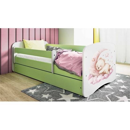 Kocot Kids Barnsäng - Babydreams Grön Med Låda Och Madrass - Drömm 140x70 Cm