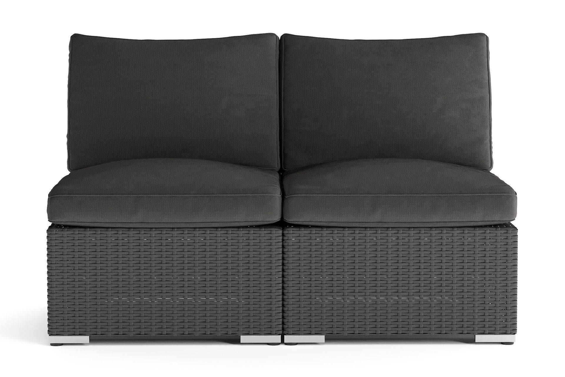 Wisconsin Loungesoffa Utomhus utan Armstöd 2-sits Konstrotting - Svart Balkongsoffa Comfort Garden