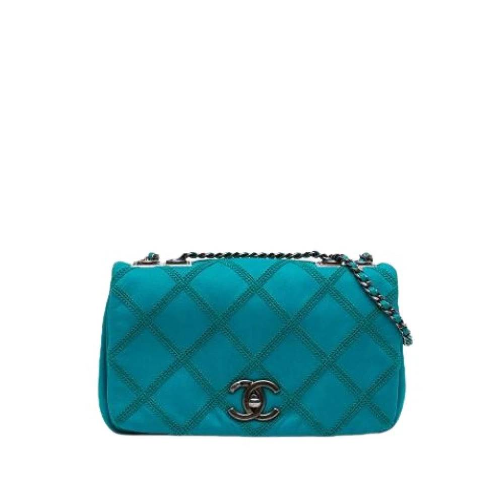 Chanel Vintage Pre-owned Vintage Quilted Flap Skuldertaske - Vintage - Dame - Blå - ONE SIZE - Uld