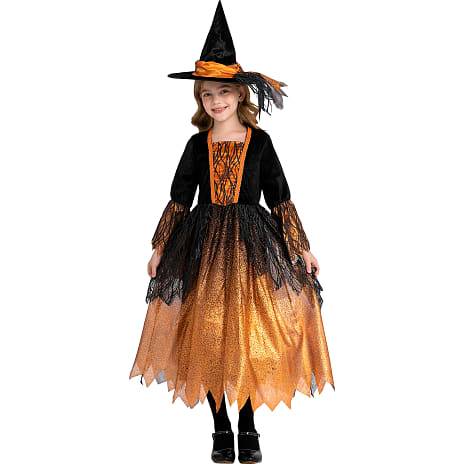 Halloween orange hekse kostume str. 128