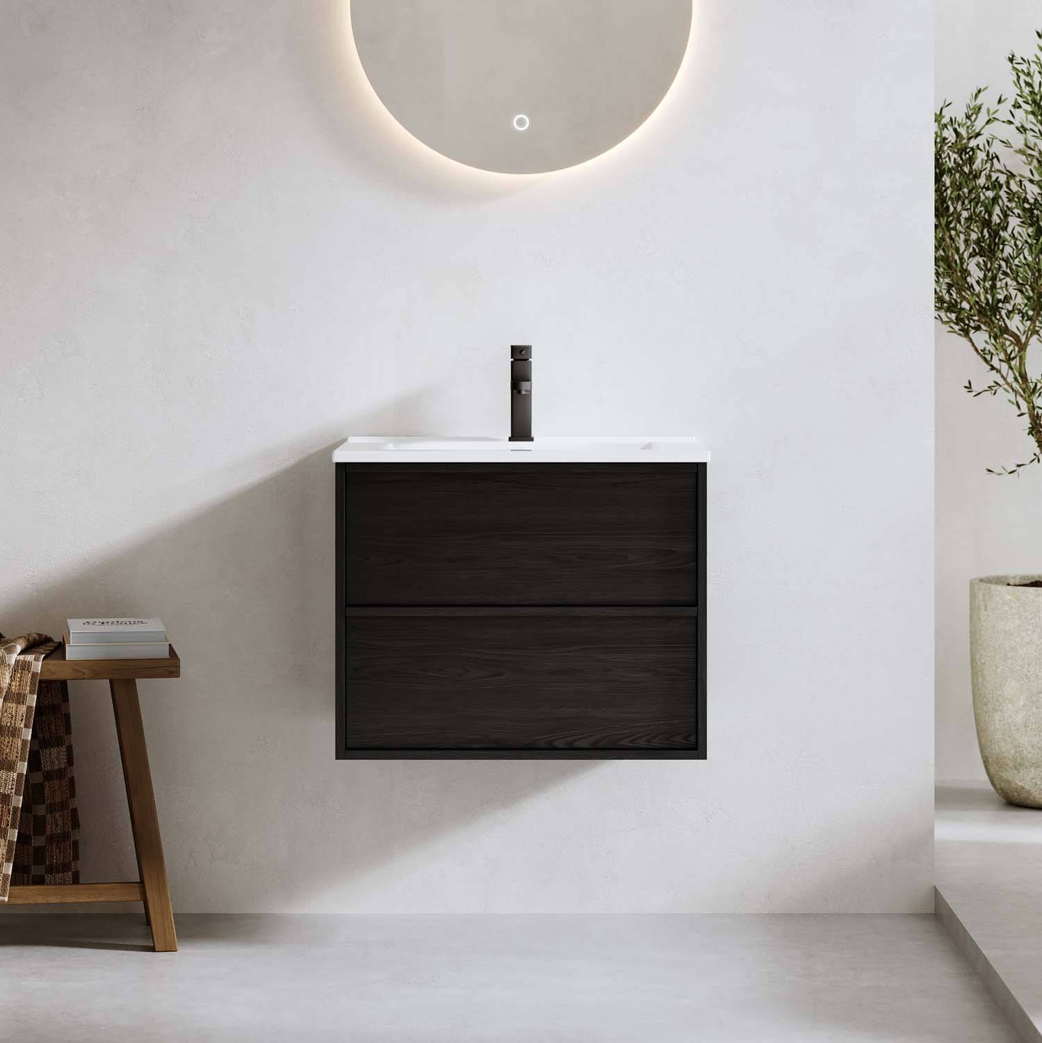 Bathlife Charm 600 badmøbel i sort eg med vask