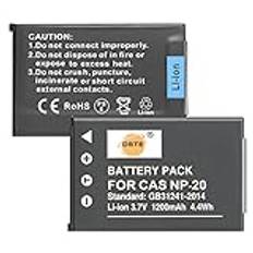 DSTE 2-pack ersättningsbatteri för Casio NP-20, Exilim EX-M1, EX-M2, EX-M20, EX-M20U, EX-S1, EX-Z5, EX-Z6, EX-Z65, EX-Z7, EX-Z8, EX-S100, EX-S100WE, EX-S1PM, EX-S2, EX-SX-S100WE, EX-S1PM, EX-S2,