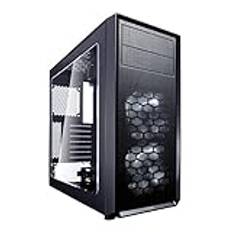 Fraktal Design Focus G – Mid Tower datorfodral – ATX – högt luftflöde – 2 x fraktal design tyst LL-serie 120 mm vita LED-fläktar ingår – USB 3.0 – fönstersidopanel – svart