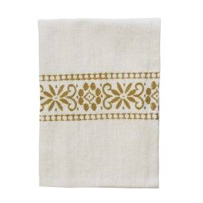 Viskestykke med broderi - høstgul