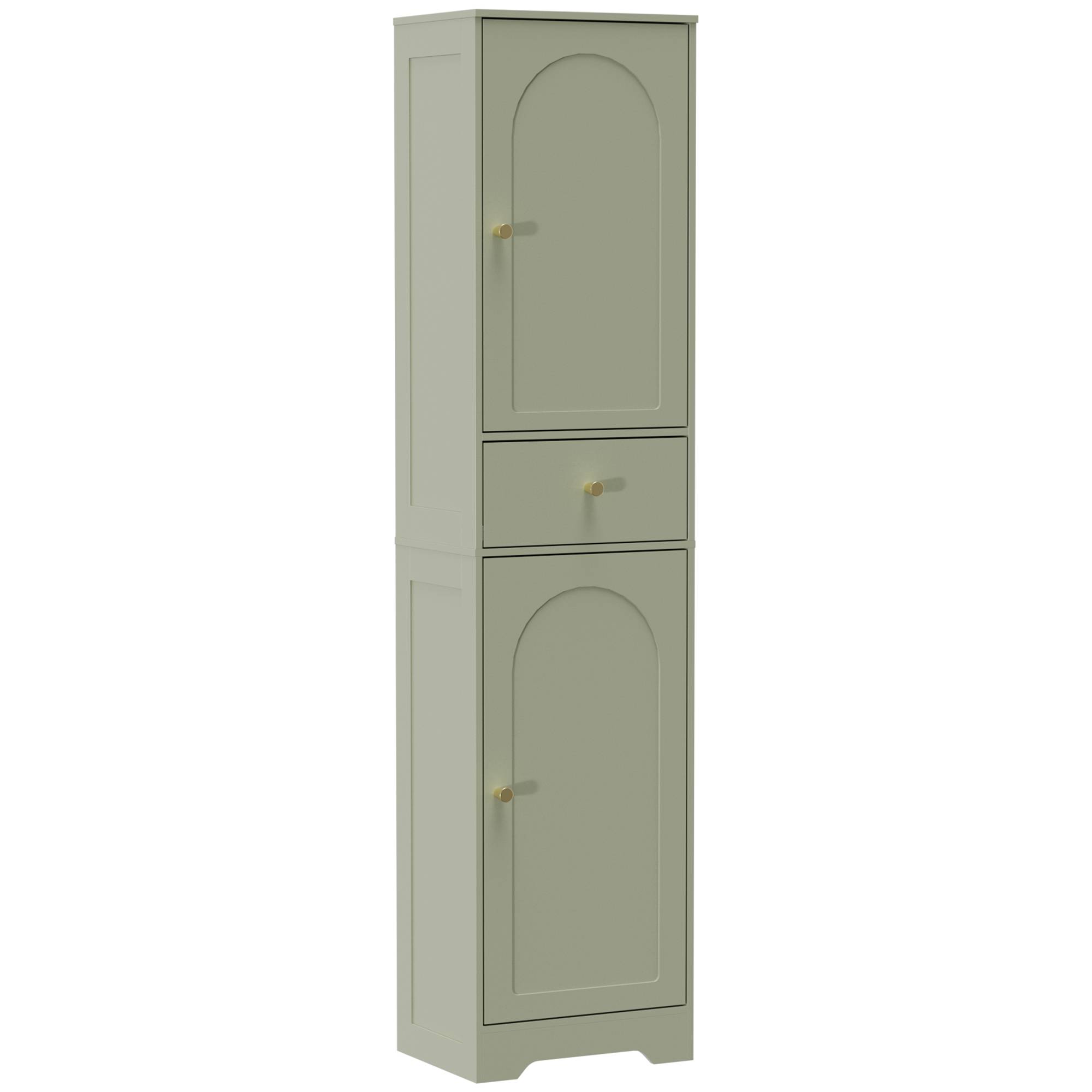 HOMCOM Tall Bathroom Cabinet with Arched Doors - Light Green
