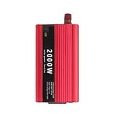 2000W Peak Power Inverter DC 12V/24V Till AC Auto Portable Charger Converter Adapter Modifierad Sine Wave Universal Socket (Color : Red)