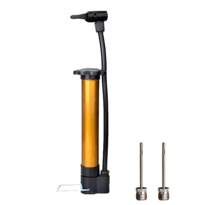 1 set bärbar snabbuppblåsbar pump, pump och 2 nålar, manuell bollpump, ridpump, förstärkt aluminiumlegeringsmaterial, mini luftpump sporttillbehör, up - Multifärgad (Guldfärgad pump + nål x2)