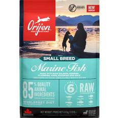ORIJEN DOG Adult Small Breed Marine Fish - Hundefoder med fersk eller rå laks, sild, skrubbe, kulmule, stenbider og tunge. 4,5 kg. IKKE LAGERVARER.
