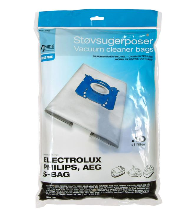 Electrolux støvsugerposer S-Bag. Mikrofiber. 10 stk. BV002, MP02.