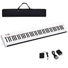 GOPLUS 61/88 knappar, digital piano med stoppdynamiska standardknappar, bärbart E-piano med 128 ljud och rytmer, pedal, tangentbord med undervisnings- och metronomfunktioner, MIDI(88 tangenter, vit)