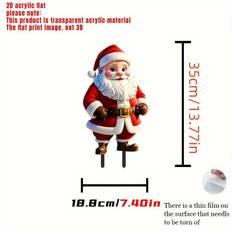 TEMU Art Deco Santa Claus Garden Stake - 35cm/13.8in - Outdoor Fairy Themed Plastic Lawn Ornament - Christmas Holiday Decor - Floor Mount - No Electricity Or Battery Needed