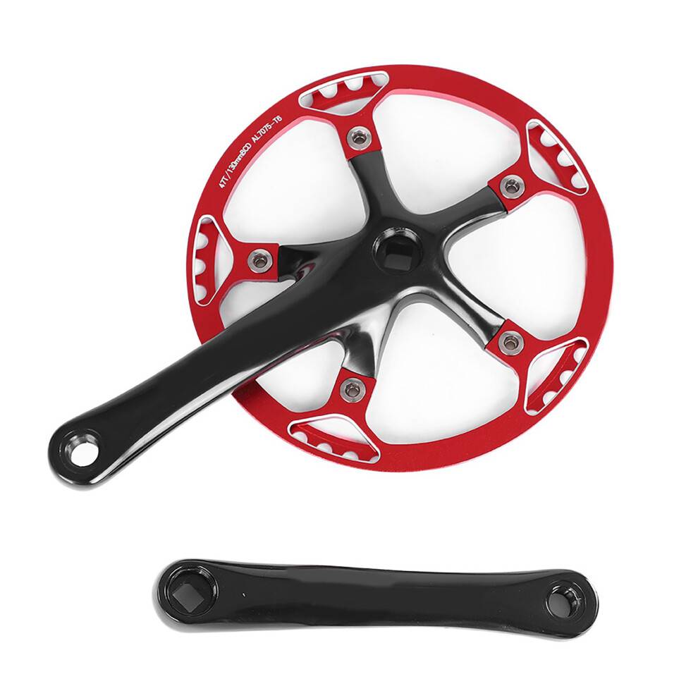 Effektivt cykelkranksæt til foldbare cykler, 45T47T single speed kranksæt i sort og rød, aluminiumslegeringskonstruktion med 130 mm BCD til