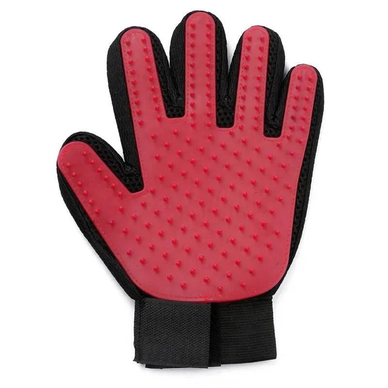 Silicone Pet Grooming Glove for Cats & Dogs - left red / 5Pcs
