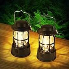 Flintronic Campinglyktor retro, 2-pack bärbara campinglampor retro batteridriven, campinglampa IPX4 vattentät, vintage COB hängande tältlampa för tält, utomhus, vandring, trädgård, nödsituation