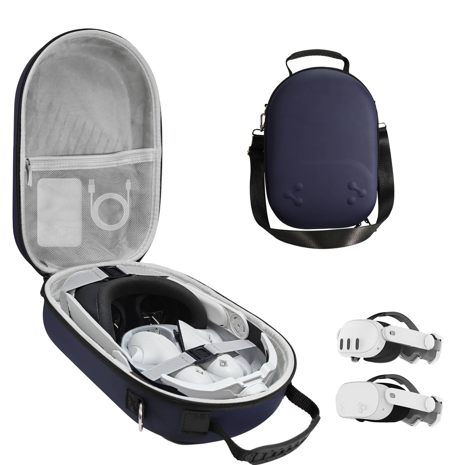 For Meta Quest 3/3S Standard/Elite Strap Compatible Case, Hard Carrying Case for Quest3 VR Gaming Headset with Elite Strap, Trav