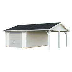 Palmako garage m/ledhejseport Roger hvid 19+16,2 m²