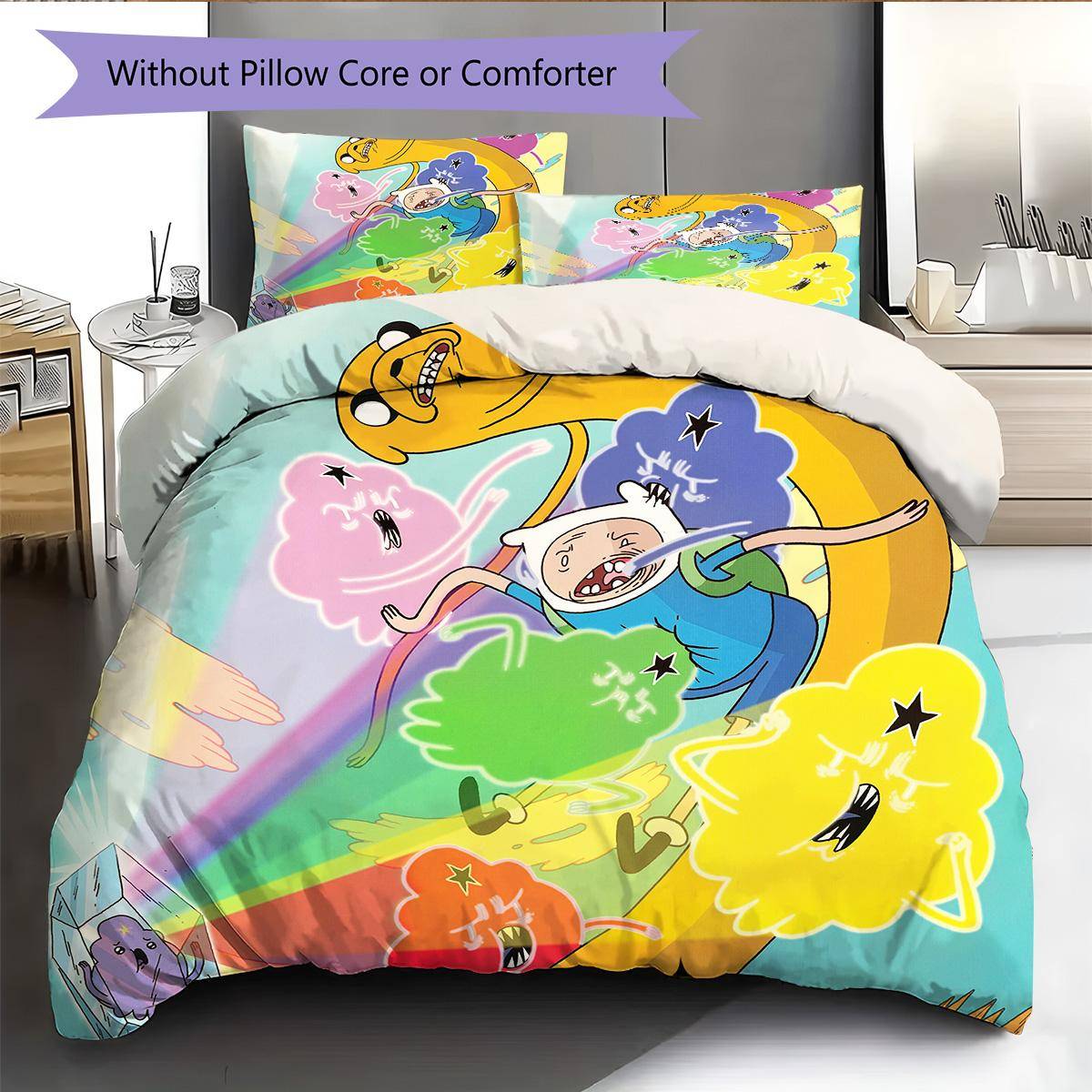 Adventure Time Mönster Sängkläder Täcke Set Heminredning Gåva (1 * påslakan + 2 * örngott utan kärna)