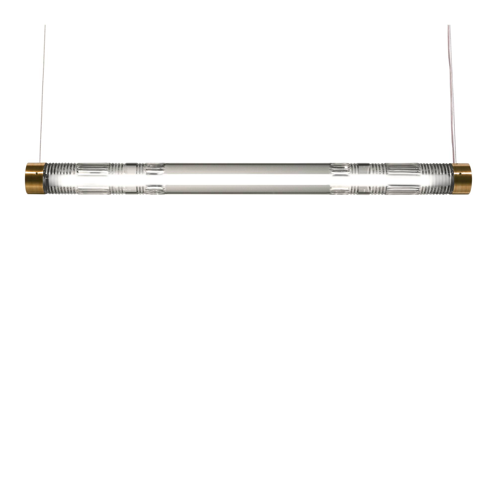 Lee Broom - Crystal Tube - Pendellampa, Borstad Mässing - Pendellampor - Transparent,Guld