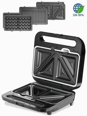 3-i-1 smörgåsmaskin och grill – non-stick, 1000W, svart