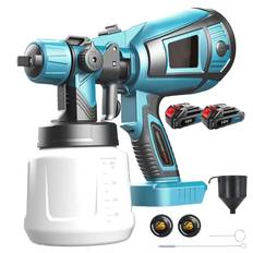 TEMU Paint Spray With 2 Batteries, Compatible With Makita 18v Batteries Electric Paint , 1000 Ml Paint Container, 3 Nozzles And 3 Patterns, For Indoor And Outdoor Use, Cabinets, Home, Fence, Ceiling