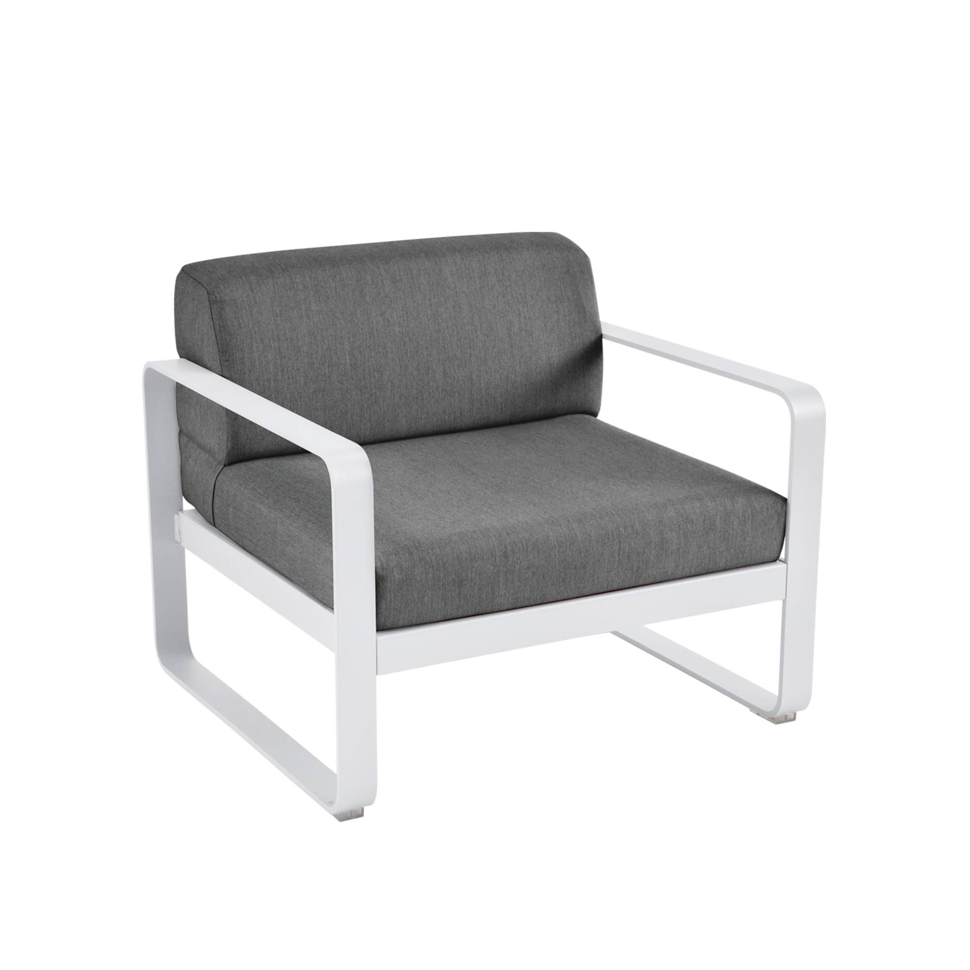 Fermob - Bellevie Armchair Graphite Grey Cushions, Cotton White - Fåtöljer utomhus - Pagnon & Pelhaître - Vit - Metall/Plast