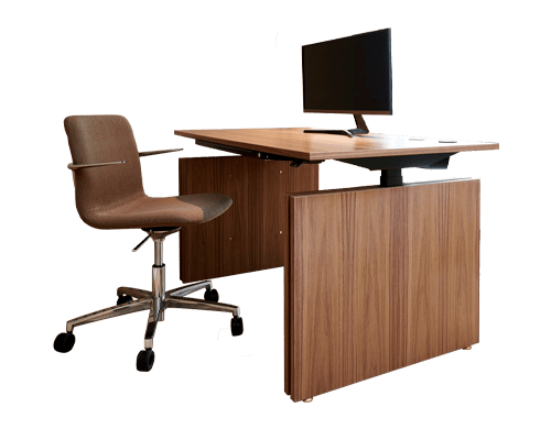 Elegance Arbejdsbord med hæve-/sænkefunktion og messingdetaljer. L: 220 cm L: 90 cm Olieret Eg.