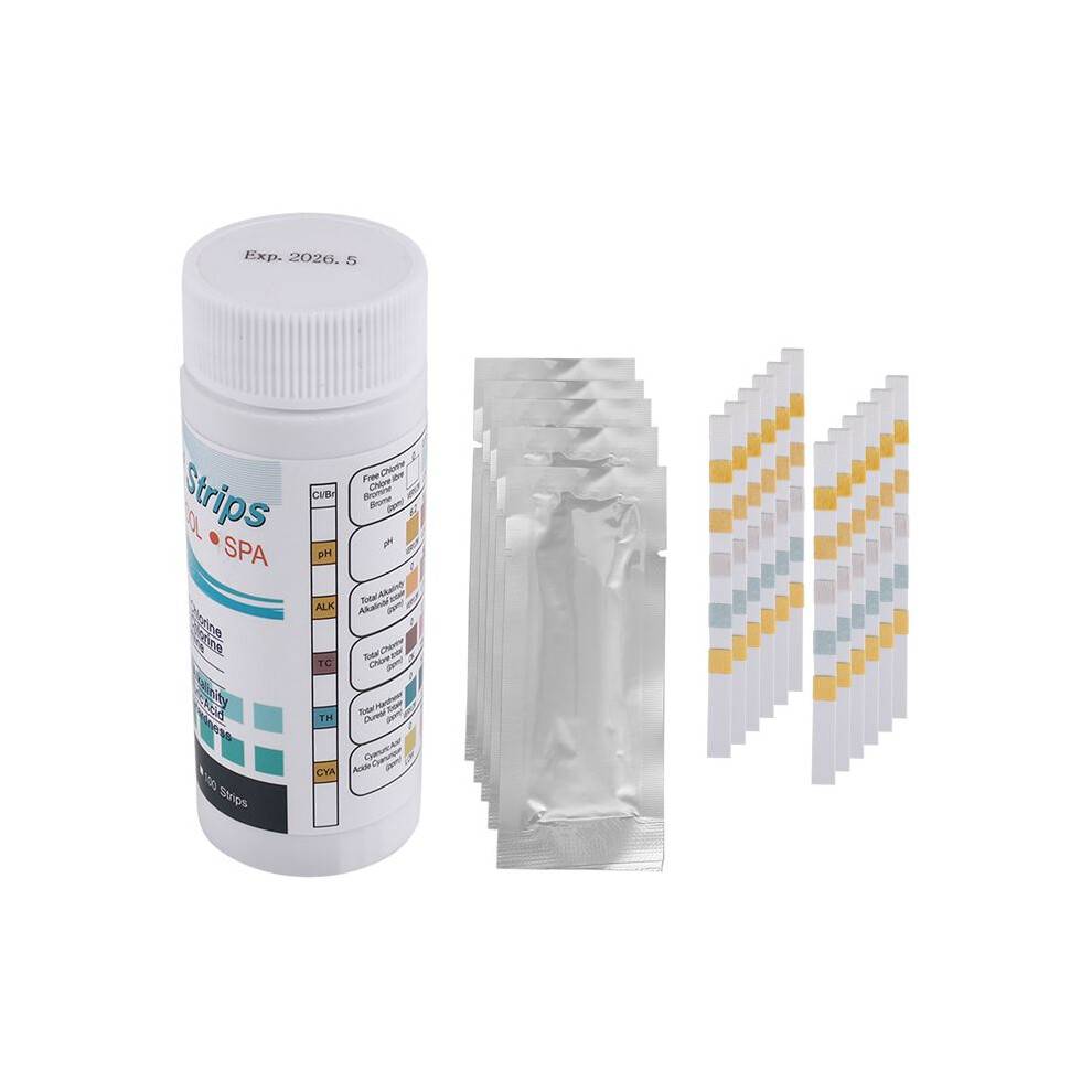 50Pcs 6-In-1 Swimming Pool PH Test Paper Residual Chlorine PH Value Alkalinity Hardness Test Strip PH Tester